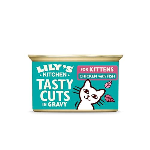 Image of Lily’s Kitchen Tasty Cuts in Gravy Chicken with Fish, Complete Nutrition, Kitten Wet Food (18x85g) Tin, Tailored for Kittens, With Natural Ingredients, Grain-free Recipe