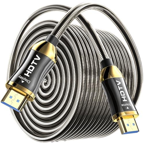 Image of SMICEM 8K HDMI Fibre Optic Cable 30M, Steel Armour Optical HDMI 2.1 Cable 48 Gbps Ultra High Speed 8K@60Hz 4K@120Hz Dynamic HDR eARC Dolby HDCP 2.2 & 2.3 for HDTV/Projector/Home Cinema/TV