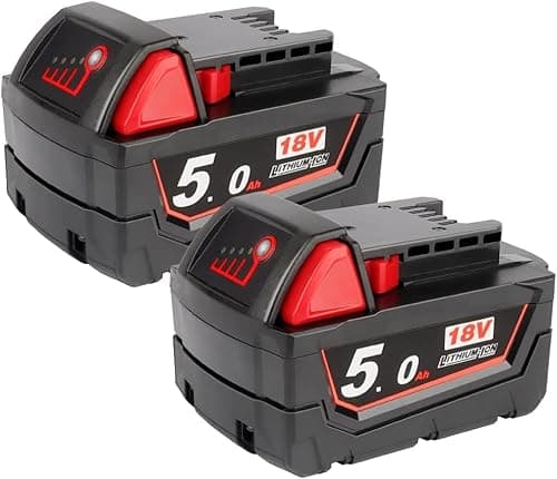 Image of P0WER ELEKTR0 2 x 5.0Ah Lithium-Ion Battery Compatible with Milwaukee M18 18V tools 48-11-1820 48-11-185048-11-1828 48-11-10 Cordless Power Tools