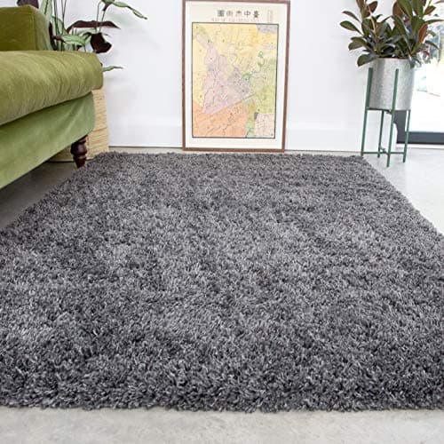 Image of Slate Grey Thick Shaggy Rug Dark Affordable Durable Super Soft Fluffy Shag Rugs Living Room Area Bedroom 200cm x 290cm