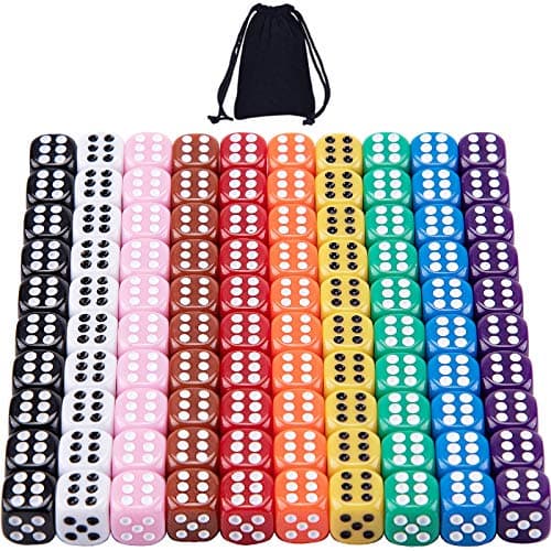 Image of SIQUK 100 Pieces Dice 6 Sided Game Dice 12mm Round Corner Dice Set for Tenzi, Farkle, Yahtzee, Bunco or Teaching Math (Free Pouch)