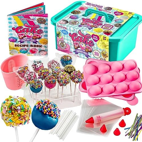 Image of GirlZone Cake Pop Craze Kit, Kids Baking Set for Ages 10-12 with Cake Pop Mold, Stand, Gifting Bags and Decorating Pen, Awesome Gift for Girls