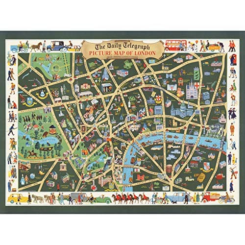 Image of Artery8 1950 Pictorial Map Picture Map If London Art Print Canvas Premium Wall Decor Poster Mural