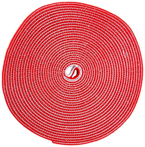 Image of StarTech.com 25ft Hook and Loop Roll - Cut-to-Size Reusable Cable Ties - Bulk Industrial Wire Fastener Tape /Adjustable Fabric Wraps Red / Resuable Self Gripping Cable Management Straps (HKLP25RD)