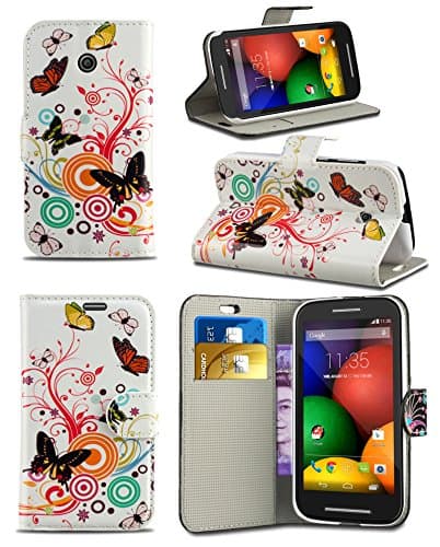 Image of Phone Case Compatible with Alcatel One Touch Pixi 4 (4.0 inch) 4034 - Colourful Fun Printed Wallet Case Cover Creative Fresh Pattern Design with Integrated Stand - Butterfly Breeze
