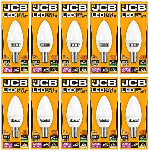 Image of 10 X JCB 6w = 40w LED Opal Candles - 3000k - Warm White (6w = 40w, Small Bayonet Cap (SBC) [Energy Class A+]