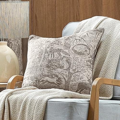 Image of furn. Winter Woods Animal Chenille Cushion Cover, Taupe