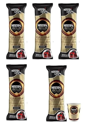 Image of NESCAFÉ &GO Gold Blend Instant Black Coffee Cups, 5 Sleeves of 8 (Total 40 Cups)