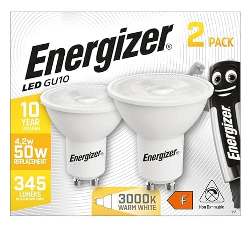 Image of 4 x Energizer LED SPOT LAMP GU10 Warm White 3000K 4.2W Replace 50W 345 Lumens