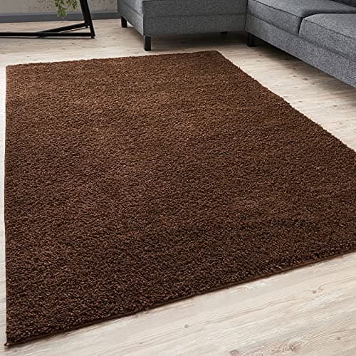 Image of THE RUGS Living Room Rug - Shaggy Soft And Elegant Carpets For The Bedrooms And Kitchen, Easy To Clean, Many Different Sizes (60x110 cm, Brown)