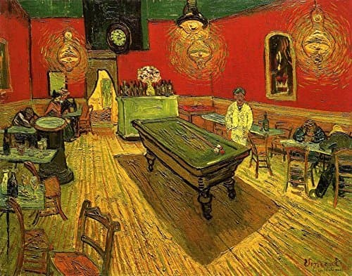 Image of Wieco Art The Night Cafe in the Place Lamartine in Arles Classic Canvas Prints Wall Art by Van Gogh Famous Abstract Oil Paintings Reproduction Framed Artwork Picture for Kitchen Home Office Decoration