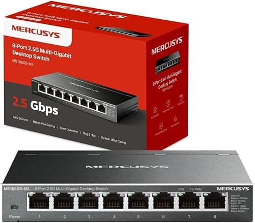 Image of MERCUSYS MS108GS-M2 2.5GB Switch with Super fast Connections, 8 Ports Ethernet Splitter,Network Switch,TP-Link Ethernet Switch,Silent Operation,Ideal for Various Scearios,Durable Design, Plug and Play