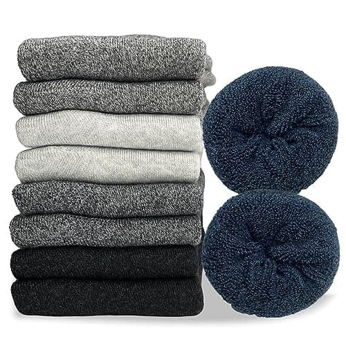 Image of Hocerlu 5 Pairs Mens Thermal Socks - Thick Cushion Inner, Winter Warm Wool Boot Socks for Gift, Hiking, Walking and Work, UK Size 6-11