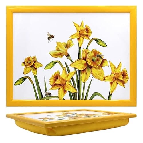 Image of Yellow Daffodils Cushioned Laptray Bee-tanical Floral Snack Tray