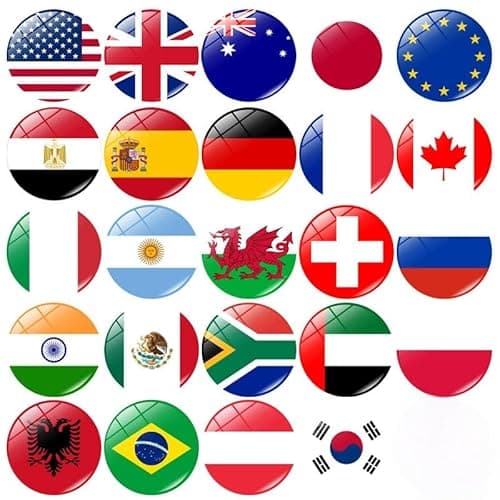 Image of 24Pcs World Flags Refrigerator Magnets, Magnetic Crystal Glass Refrigerator Stickers for Refrigerator Classroom Office Whiteboard Metal Cabinet Home Decoration