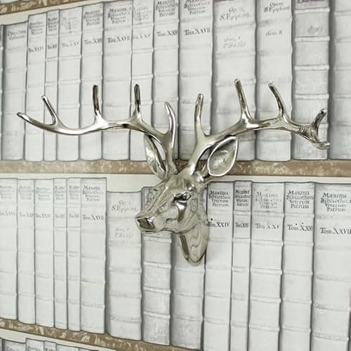 Image of Melody Maison Silver Metal Stags Head 38cm x 25cm