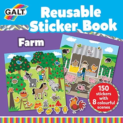 Image of Galt Toys, Reusable Sticker Book - Farm, Sticker Books, Ages 3 Years Plus