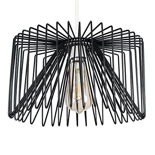 Image of MiniSun | Modern Black Metal Wire Design Shaped Light Pendant Shade | Pendant Lights, Home Décor & Improvement Essential | 18cm Shade Width