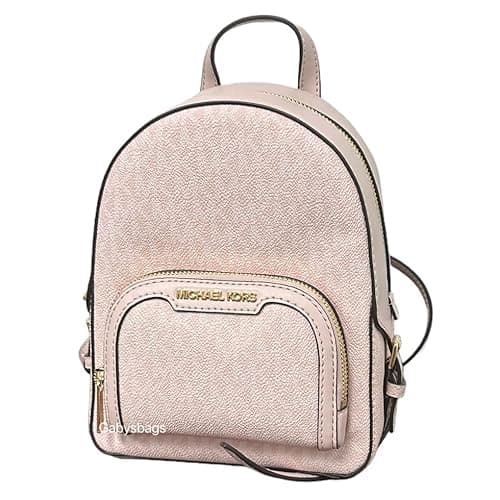 Image of Michael Kors Jaycee XS Mini Convertible Backpack MK Signature Crossbody (Powder Blush), Powder Blush, Modern