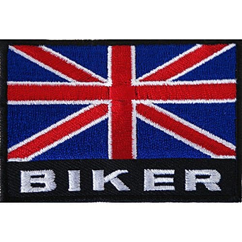 Image of UK Flag Biker Patch Embroidered Iron/Sew On Jacket Badge Motorcycle Motorbike