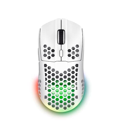 Image of Trust Gaming GXT 929W Helox Wireless Gaming Mouse, Superlight White Gaming Mouse 75g, 80h Battery Life, 2.4 GHz Micro-USB Receiver, LED Lighting, Adjustable DPI (800-4800), Gaming PC Laptop