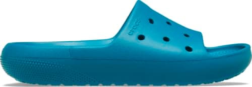 Image of Crocs Unisex Adult Slide, Classic Slide v2, Turbo Teal, 8 UK Men/ 9 UK Women