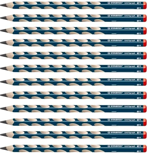 Image of STABILO EASYgraph - Ergonomic Graphite Pencil - Right-Handed - Pack of 12 - Petrol - Degree HB