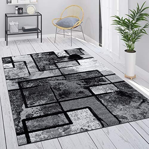 Image of Paco Home Grey Large Rug Vintage Short Pile Geometric Abstract Pattern, Size:200x290 cm, Colour:Grey