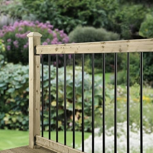 Image of eDecks Traditional Decking Balustrade Kit Handrail System - 1.2m - Aluminium Rails - Excluding Posts - Durable Metal & Timber Decking Handrail Kit for Patios, Decks & Outdoor Spaces