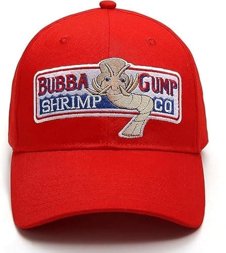 Image of Doniya Fitness Bubba Gump Baseball Cap, Shrimp Co. Embroidered Logo, Forest Gump Casual Sports Hat, Available in Red and Black, (UK, Alpha, One Size, Red)