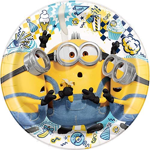Image of Unique Round Paper Dinner Plates - 9" | Despicable Me Minions 2 | 8 Pcs
