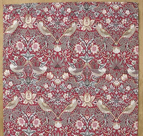 Image of William Morris Red Strawberry thief 132 x 178 Floral Cotton Tablecloth
