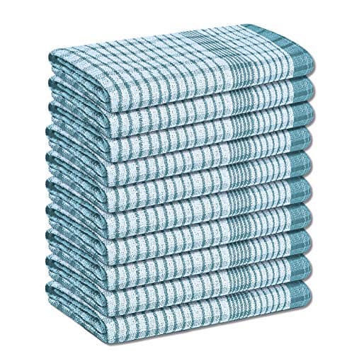 Image of A & B TRADERS Wonderdry Tea Towels Kitchen Pack of 10, Cotton Absorbent Long Lasting Catering Cloths (Green)