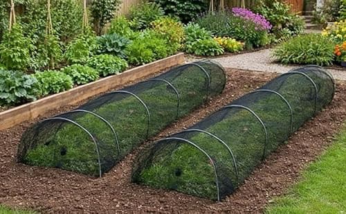 Image of Equip247uk Pack of 2 Net Garden Allotment Grow Tunnel Netting Mesh Cloche Plant Protection Polytunnel Cover