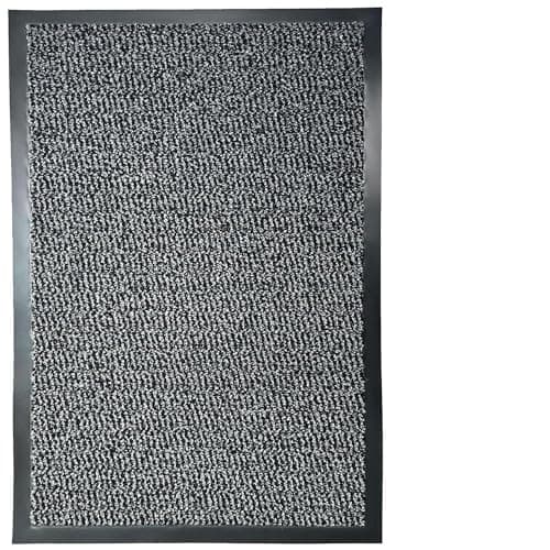 Image of Door Mats Indoor 90cm x 150cm Grey, Washable indoor Outdoor Rugs Matts, Heavy Duty Non-slip Entrance Mat, Super Absorbent Front Door Mat Kitchen Hallway Bath Barrier Rugs (Grey & Black, 90 x 150 cm)