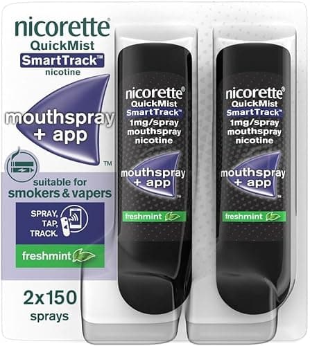 Image of Nicorette Quickmist SmartTrack Mouthspray (2 x 150 sprays), Freshmint, Quit Vaping or Quit Smoking Aid designed to start reducing cravings in 30 Seconds, Smoking or Vaping Cessation Aid