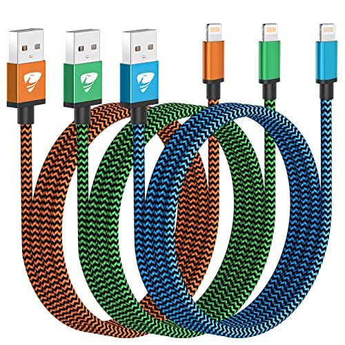 Image of Aioneus iPhone Charger, 3Pack 3FT/1M iPhone Charger Cable MFi Certified Lightning Cable Fast Charging Lightning to USB Cable Compatible with iPhone 14 13 12 11 Pro Max XS XR X 8 7 6 Plus 5 5s SE iPad