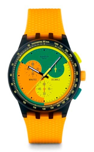 Image of Swatch Chrono 42 Unisex Watch, Neon Signal Flag, Contemporary