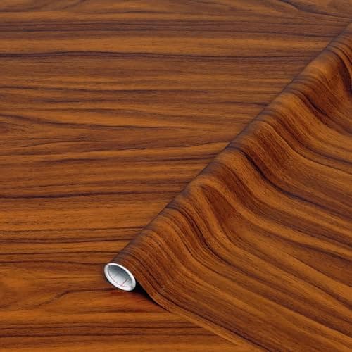 Image of d-c-fix vinyl wrap Gold walnut wood effect 45 cm x 2 m - sticky back plastic roll for furniture, kitchen & cupboards - contact paper sticker self adhesive film