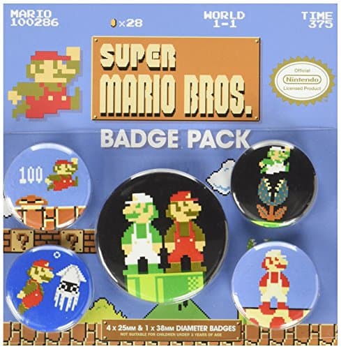 Image of Pyramid International Super Mario Bros. Retro Badge, Multi-Colour, 10 x 12.5 x 1.3 cm