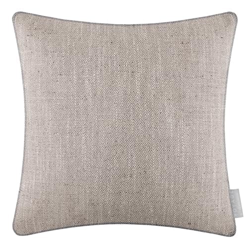 Image of Voyage Maison Jedburgh Feather Filled Cushion – Herringbone Textured Woven Artisan Country Décor (Nut - 50x50cm)