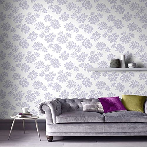 Image of Superfresco Lotus Modern Flower Floral Lilac Wallpaper