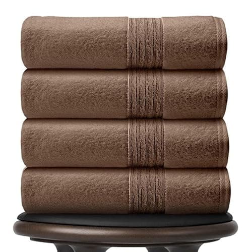 Image of GC GAVENO CAVAILIA Bath Sheets Set of 4, Hotel Quality 450 GSM Towels, Quick Dry Egyptian Cotton Towel 80 x 140 cm, 4Pk Bath Sheets Extra Large For Bathroom, Natural
