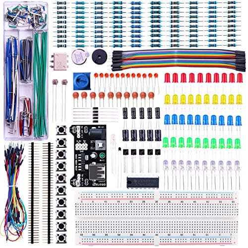 Image of ELEGOO Electronics Fun Kit with Power Supply Module, Jumper Wire, Precision Potentiometer, 830 tie-points Breadboard for Arduino, Raspberry Pi, STM32, Datesheet Available
