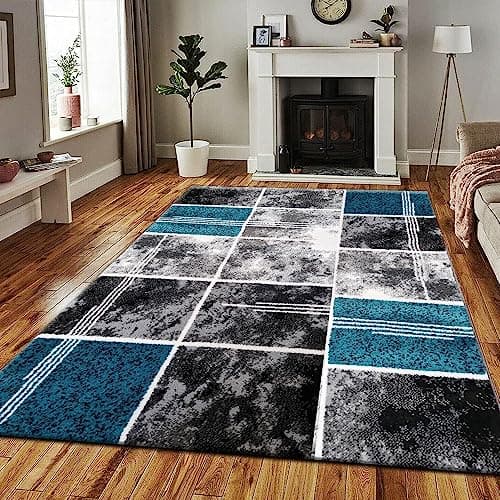 Image of B&B Super Soft Rugs for Living Room Bedroom Rug - Thick Dense Pile Non Shed Fluffy Rug For Bedroom - Small Medium Large Carpet Area Rugs Kitchen Floor Mat (Teal, 120 x 170 cm (4ft x 5ft 8"))