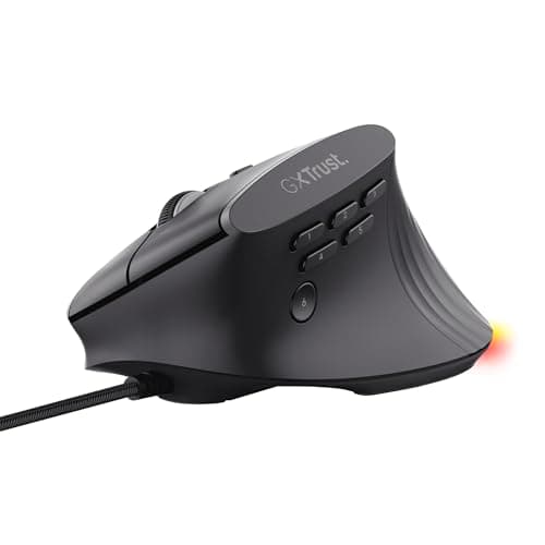 Image of GXTrust 145 Rexxa Ergonomic Gaming Mouse with Adjustable RGB Lighting, 10 Programmable Buttons, 12.8k DPI, Vertical Wired Computer Mouse USB-A 1.7m, Thumb Rest, PC, Laptop, Windows, Mac - Black