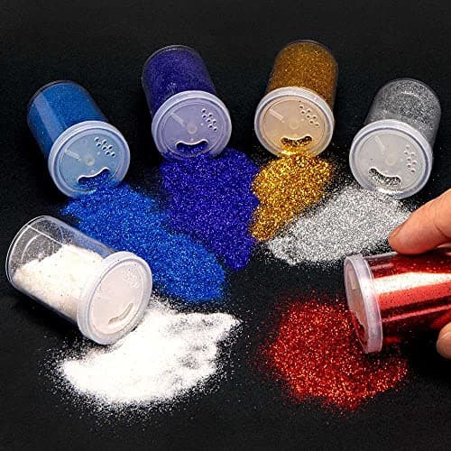 Image of Baker Ross PJ108 Red White and Blue Glitter Shakers for VJ Day 80th Anniversary – Pack of 6, Craft Essentials, Glitter for Kids