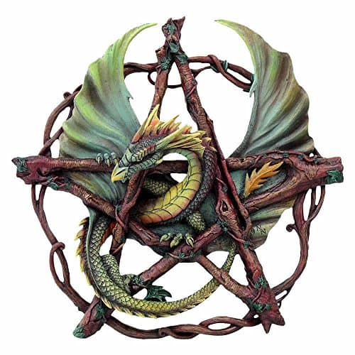 Image of Nemesis Now Forest Pentagram Dragon Wall Plaque 32.5cm Green