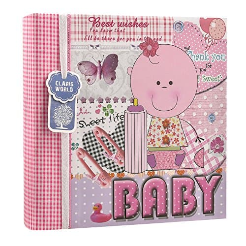 Image of ARPAN Baby Photo Album 6x4 for 200 Photos – Pink Baby Girl Memo Slip Album with Writing Space, Index Page & CD/DVD Pocket, Baby Memory Book for First Year Photos & Milestones