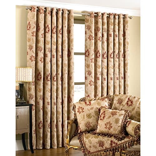 Image of Riva Paoletti Zurich Ringtop Eyelet Curtains (Pair), 168Cm X 229Cm, Champagne Cream